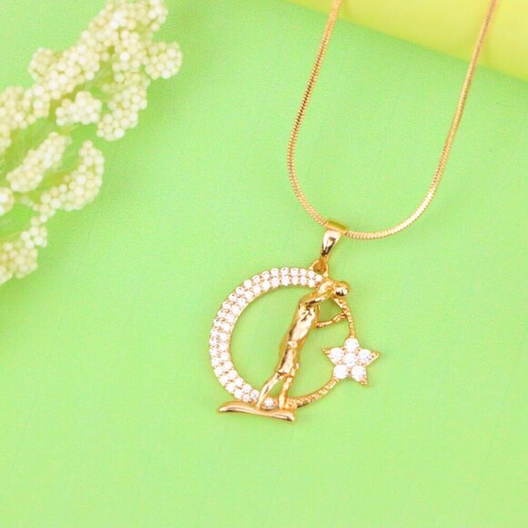 "Basketball Player Moon Star Rose Gold Pendant for Men & Women, XPPT1281 - Picture 11 of 12